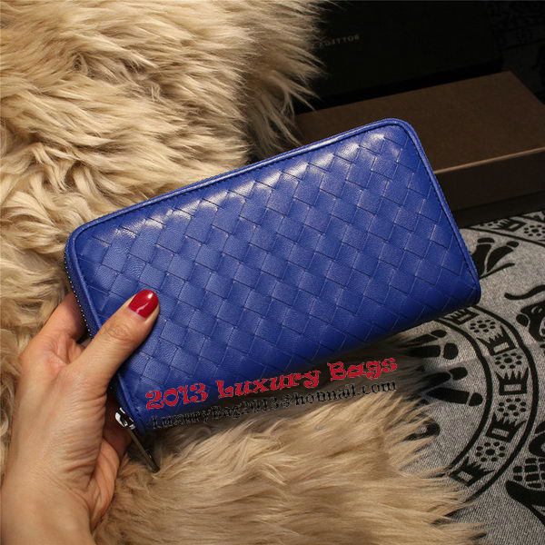 Bottega Veneta Intrecciato Nappa Zip Around Wallets 114073 Blue Bottega Veneta Intrecciato Nappa Zip Around Wallets 114073 Blue