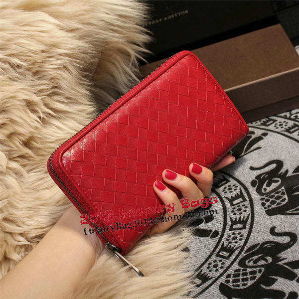 Bottega Veneta Intrecciato Nappa Zip Around Wallets 114073 Red Bottega Veneta Intrecciato Nappa Zip Around Wallets 114073 Red
