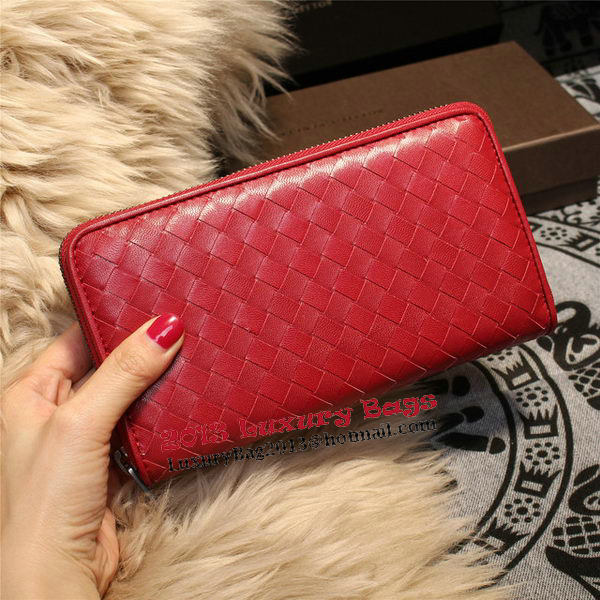 Bottega Veneta Intrecciato Nappa Zip Around Wallets 114073 Red Bottega Veneta Intrecciato Nappa Zip Around Wallets 114073 Red