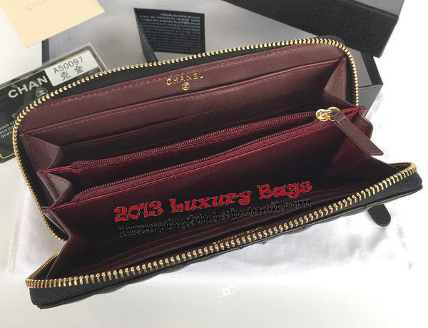 Chanel Matelasse Zip Around Wallet Black Sheepskin A50097 Gold Chanel Matelasse Zip Around Wallet Black Sheepskin A50097 Gold