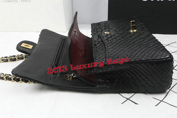 Chanel 2.55 Series Flap Bags Original Snake Leather A1112 Black Chanel 2.55 Series Flap Bags Original Snake Leather A1112 Black