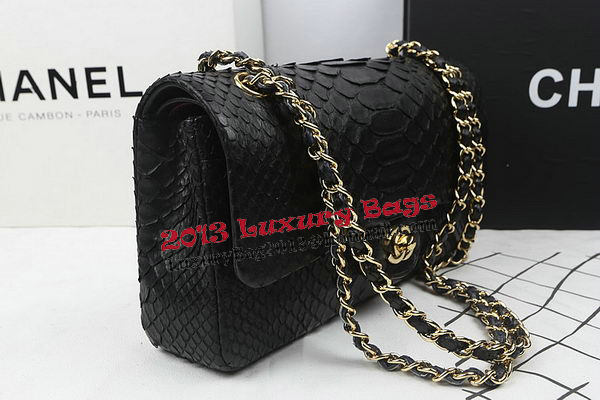 Chanel 2.55 Series Flap Bags Original Snake Leather A1112 Black Chanel 2.55 Series Flap Bags Original Snake Leather A1112 Black