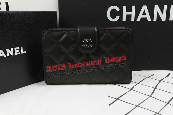 Chanel Matelasse Bi-Fold Wallet Black Original Sheepskin A48667 Silver Chanel Matelasse Bi-Fold Wallet Black Original Sheepskin A48667 Silver