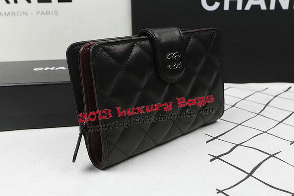 Chanel Matelasse Bi-Fold Wallet Black Original Sheepskin A48667 Silver Chanel Matelasse Bi-Fold Wallet Black Original Sheepskin A48667 Silver