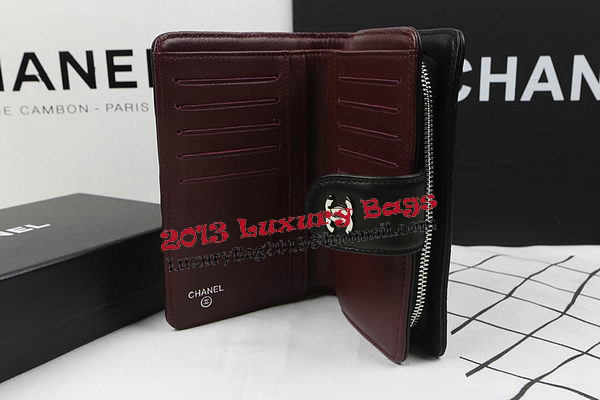 Chanel Matelasse Bi-Fold Wallet Black Original Sheepskin A48667 Silver Chanel Matelasse Bi-Fold Wallet Black Original Sheepskin A48667 Silver
