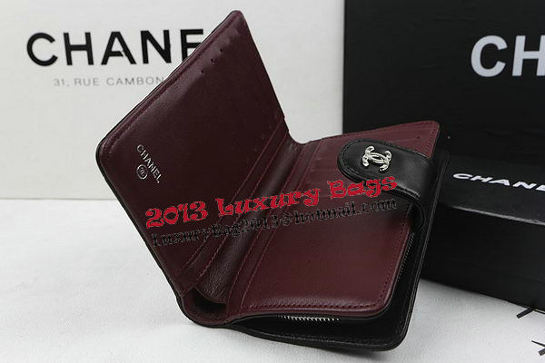 Chanel Matelasse Bi-Fold Wallet Black Original Sheepskin A48667 Silver Chanel Matelasse Bi-Fold Wallet Black Original Sheepskin A48667 Silver