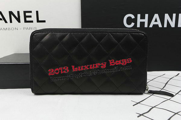 Chanel Matelasse Zip Around Wallet Black Sheepskin A50097 Silver Chanel Matelasse Zip Around Wallet Black Sheepskin A50097 Silver
