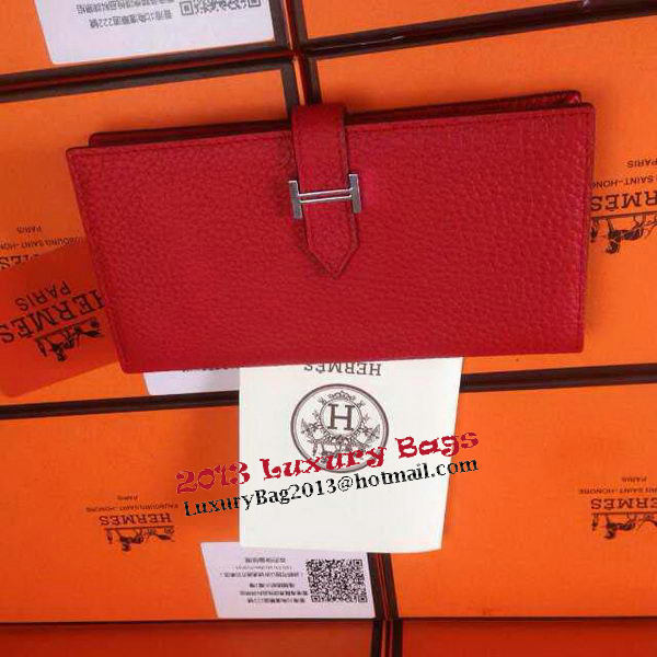 Hermes Bearn Japonaise Grainy Leather Wallet H8622W Red Hermes Bearn Japonaise Grainy Leather Wallet H8622W Red