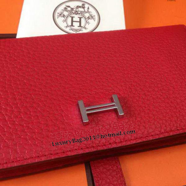 Hermes Bearn Japonaise Grainy Leather Wallet H8622W Red Hermes Bearn Japonaise Grainy Leather Wallet H8622W Red