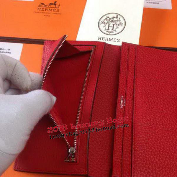 Hermes Bearn Japonaise Grainy Leather Wallet H8622W Red Hermes Bearn Japonaise Grainy Leather Wallet H8622W Red