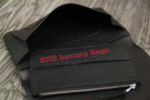 Hermes Compact Passport Holder Original Leather Wallet Black Hermes Compact Passport Holder Original Leather Wallet Black