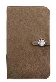 Hermes Compact Passport Holder Original Leather Wallet Grey