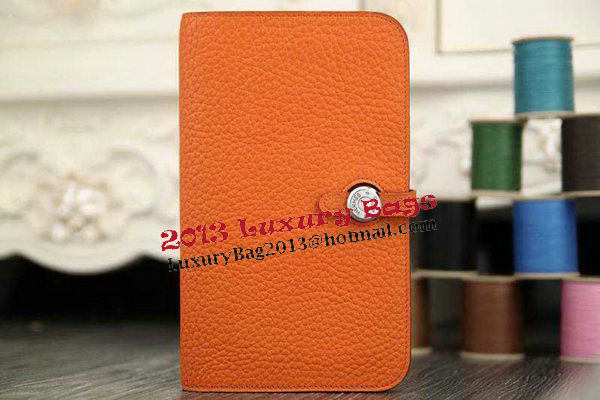Hermes Compact Passport Holder Original Leather Wallet Orange Hermes Compact Passport Holder Original Leather Wallet Orange