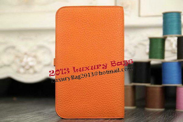 Hermes Compact Passport Holder Original Leather Wallet Orange Hermes Compact Passport Holder Original Leather Wallet Orange