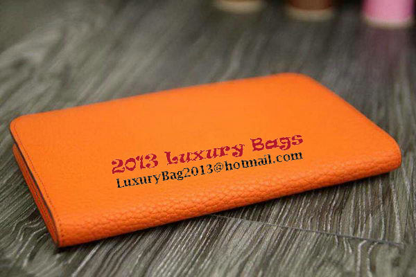 Hermes Compact Passport Holder Original Leather Wallet Orange Hermes Compact Passport Holder Original Leather Wallet Orange