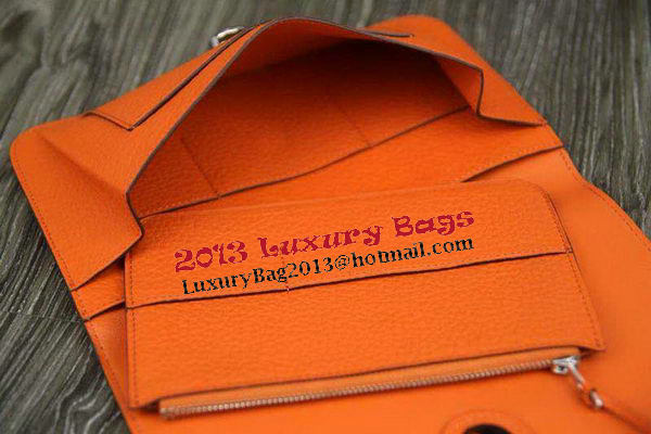 Hermes Compact Passport Holder Original Leather Wallet Orange Hermes Compact Passport Holder Original Leather Wallet Orange