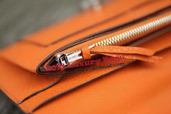 Hermes Compact Passport Holder Original Leather Wallet Orange Hermes Compact Passport Holder Original Leather Wallet Orange