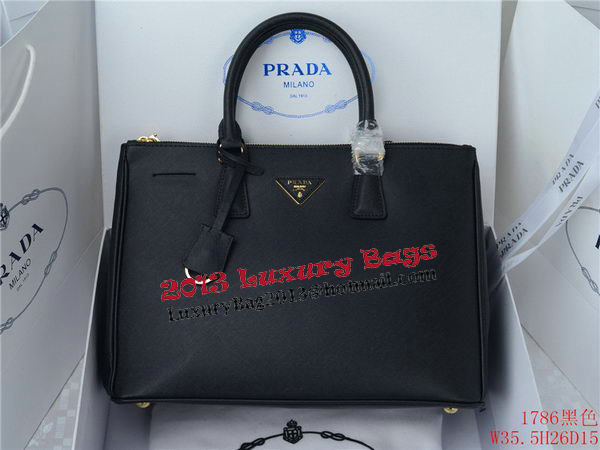 Prada Saffiano Calfskin Leather Tote Bag PBN1786 Black Prada Saffiano Calfskin Leather Tote Bag PBN1786 Black