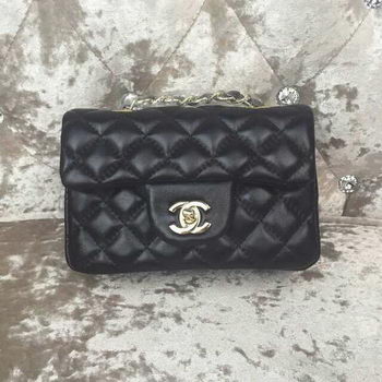 Chanel Classic MINI Flap Bag Sheepskin Leather A1115 Black Chanel Classic MINI Flap Bag Sheepskin Leather A1115 Black