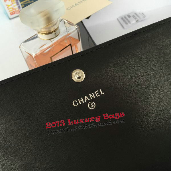 Chanel Matelasse Long Wallet Black Sheepskin Leather A50096 Silver Chanel Matelasse Long Wallet Black Sheepskin Leather A50096 Silver