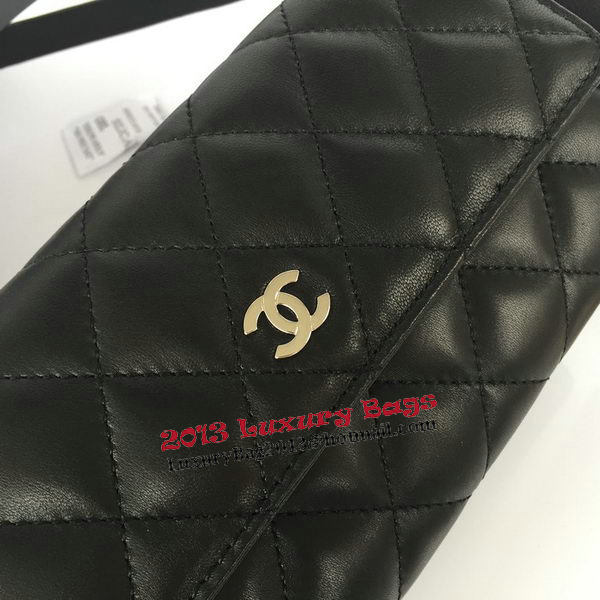 Chanel Matelasse Long Wallet Black Sheepskin Leather A50096 Silver Chanel Matelasse Long Wallet Black Sheepskin Leather A50096 Silver