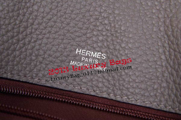 Hermes Briefcase Original Grainy Leather H8813T Grey Hermes Briefcase Original Grainy Leather H8813T Grey
