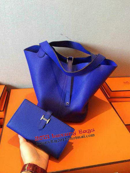 Hermes Picotin Lock 22cm Bags Litchi Leather HPT22 Blue Hermes Picotin Lock 22cm Bags Litchi Leather HPT22 Blue
