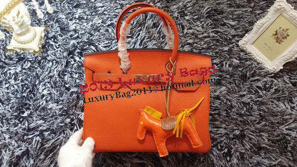 Hermes Birkin 30CM Tote Bags Litchi Leather H30LI Orange Hermes Birkin 30CM Tote Bags Litchi Leather H30LI Orange