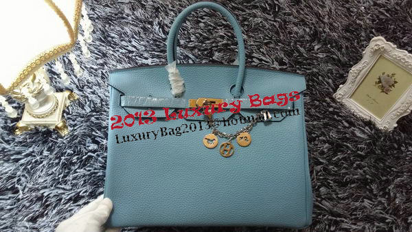 Hermes Birkin 35CM Tote Bag Litchi Leather HB35GL Light Blue Hermes Birkin 35CM Tote Bag Litchi Leather HB35GL Light Blue