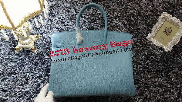Hermes Birkin 35CM Tote Bag Litchi Leather HB35GL Light Blue Hermes Birkin 35CM Tote Bag Litchi Leather HB35GL Light Blue
