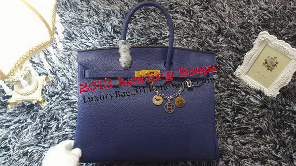 Hermes Birkin 35CM Tote Bag Litchi Leather HB35GL Royal Hermes Birkin 35CM Tote Bag Litchi Leather HB35GL Royal