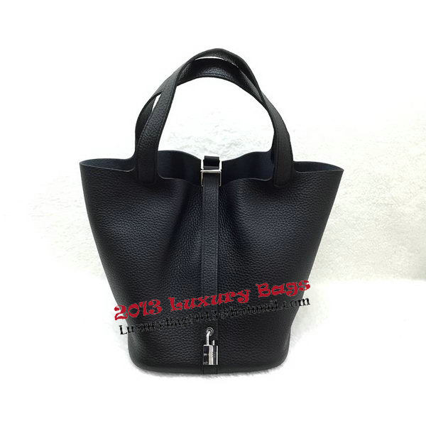 Hermes Picotin Lock 22cm Bags Litchi Leather HPL1048 Black Hermes Picotin Lock 22cm Bags Litchi Leather HPL1048 Black