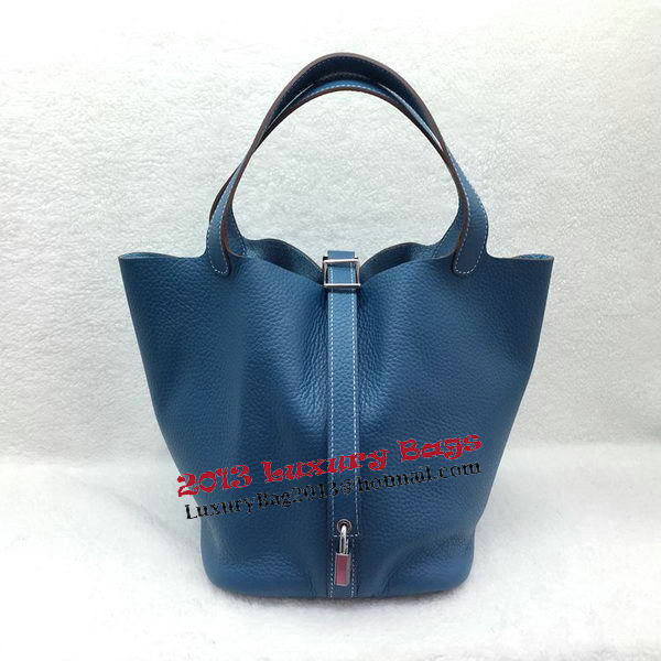 Hermes Picotin Lock 22cm Bags Litchi Leather HPL1048 Blue Hermes Picotin Lock 22cm Bags Litchi Leather HPL1048 Blue