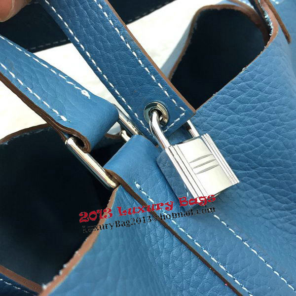 Hermes Picotin Lock 22cm Bags Litchi Leather HPL1048 Blue Hermes Picotin Lock 22cm Bags Litchi Leather HPL1048 Blue