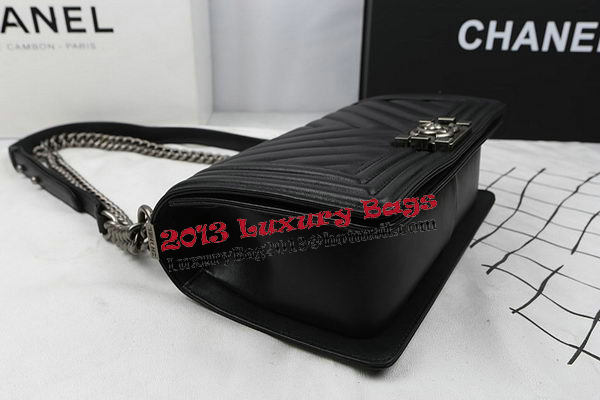 Boy Chanel Flap Bag Calfskin Chevron Quilting A67025 Black Boy Chanel Flap Bag Calfskin Chevron Quilting A67025 Black