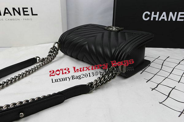 Boy Chanel Flap Bag Calfskin Chevron Quilting A67025 Black Boy Chanel Flap Bag Calfskin Chevron Quilting A67025 Black