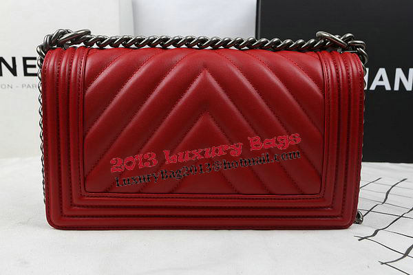 Boy Chanel Flap Bag Calfskin Chevron Quilting A67025 Red Boy Chanel Flap Bag Calfskin Chevron Quilting A67025 Red
