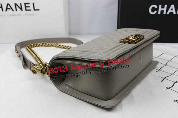 Boy Chanel Flap Bag Original Grey Cannage Pattern A67025 Gold Boy Chanel Flap Bag Original Grey Cannage Pattern A67025 Gold