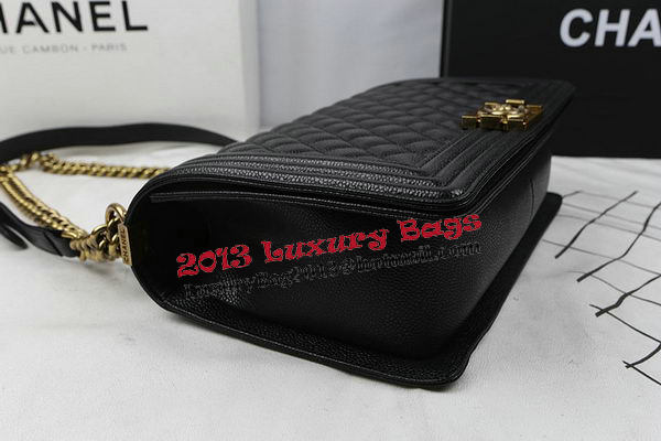 Boy Chanel Flap Bags Original Black Cannage Pattern A67088 Gold Boy Chanel Flap Bags Original Black Cannage Pattern A67088 Gold