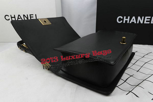 Boy Chanel Flap Bags Original Black Sheepskin Leather A67088 Gold Boy Chanel Flap Bags Original Black Sheepskin Leather A67088 Gold