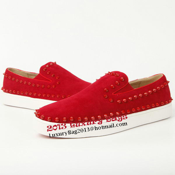Christian Louboutin Casual Shoes Suede Leather CL907 Red Christian Louboutin Casual Shoes Suede Leather CL907 Red