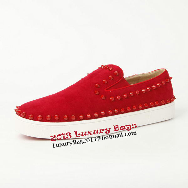 Christian Louboutin Casual Shoes Suede Leather CL907 Red Christian Louboutin Casual Shoes Suede Leather CL907 Red