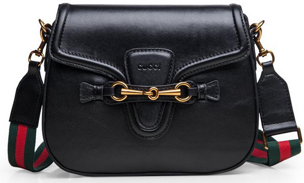 Gucci Lady Web Calfskin Leather Shoulder Bags 383848 Black
