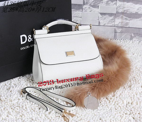 Dolce & Gabbana SICILY Calfskin Tote Bag BB4136 OffWhite Dolce & Gabbana SICILY Calfskin Tote Bag BB4136 OffWhite