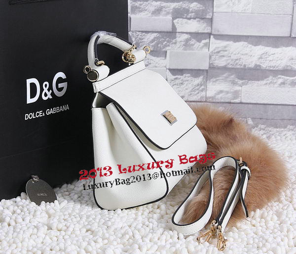 Dolce & Gabbana SICILY Calfskin Tote Bag BB4136 OffWhite Dolce & Gabbana SICILY Calfskin Tote Bag BB4136 OffWhite
