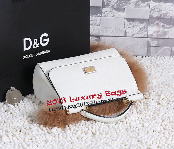 Dolce & Gabbana SICILY Calfskin Tote Bag BB4136 OffWhite Dolce & Gabbana SICILY Calfskin Tote Bag BB4136 OffWhite