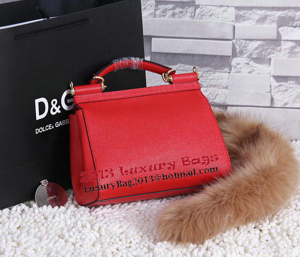 Dolce & Gabbana SICILY Calfskin Tote Bag BB4136 Red Dolce & Gabbana SICILY Calfskin Tote Bag BB4136 Red