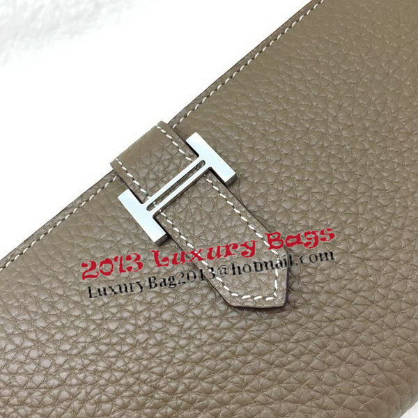 Hermes Bearn Japonaise Bi-Fold Wallet Litchi Leather A208 Khaki Hermes Bearn Japonaise Bi-Fold Wallet Litchi Leather A208 Khaki