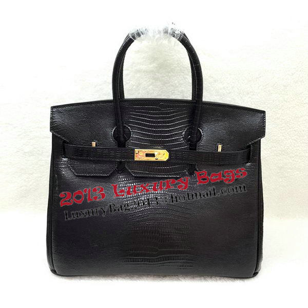 Hermes Birkin 30CM Tote Bags Lizard Leather H30LI Black Hermes Birkin 30CM Tote Bags Lizard Leather H30LI Black