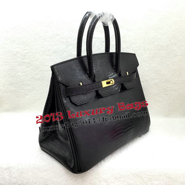 Hermes Birkin 30CM Tote Bags Lizard Leather H30LI Black Hermes Birkin 30CM Tote Bags Lizard Leather H30LI Black